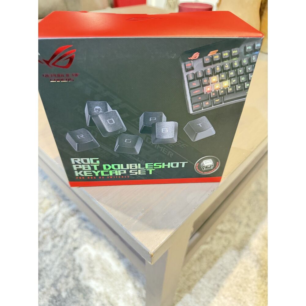 NewASUS ROG PBT Doubleshot Keycap Set for ROG RX Switches – Black Gaming Keycaps